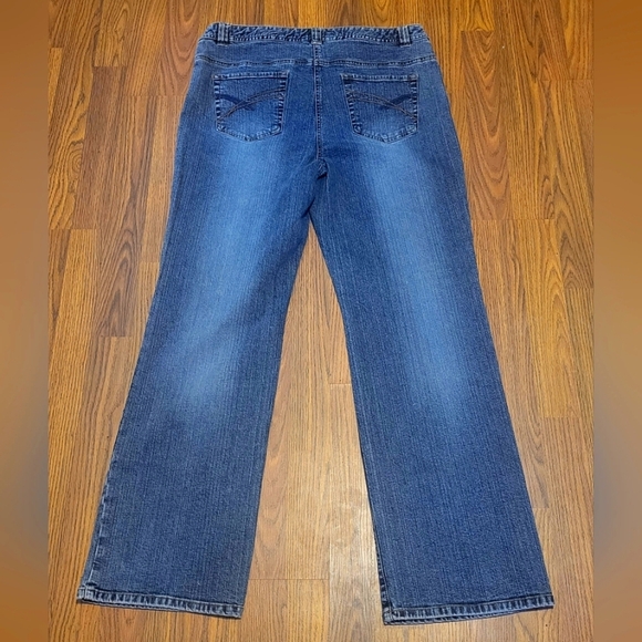Y2K Contrast Wide Leg Jeans Women’s Size 14 Vintage 2000s Bootcut Mid Rise B44 - Picture 5 of 7